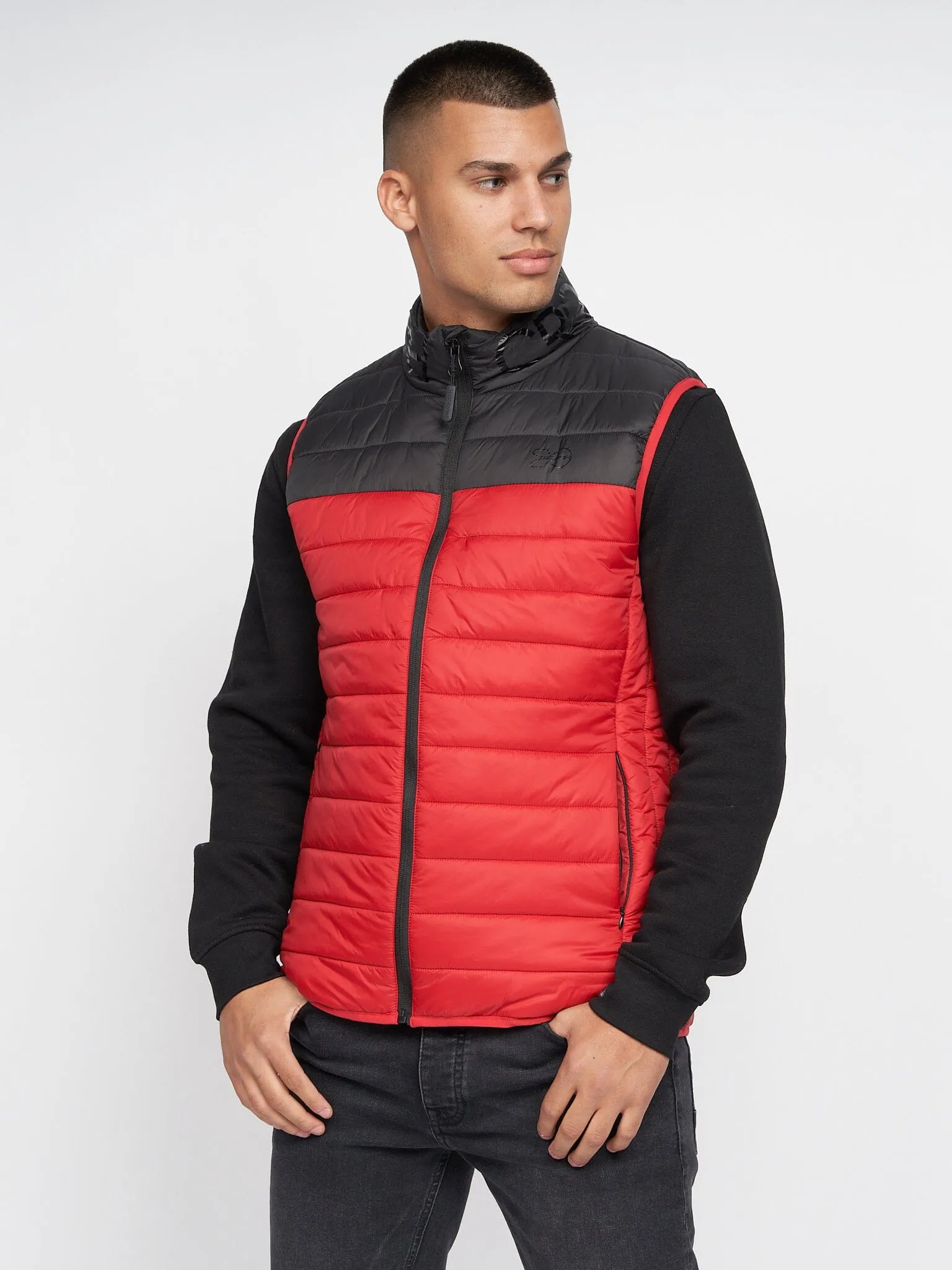 Presnell High Neck Gilet Red sold by Brand Corner