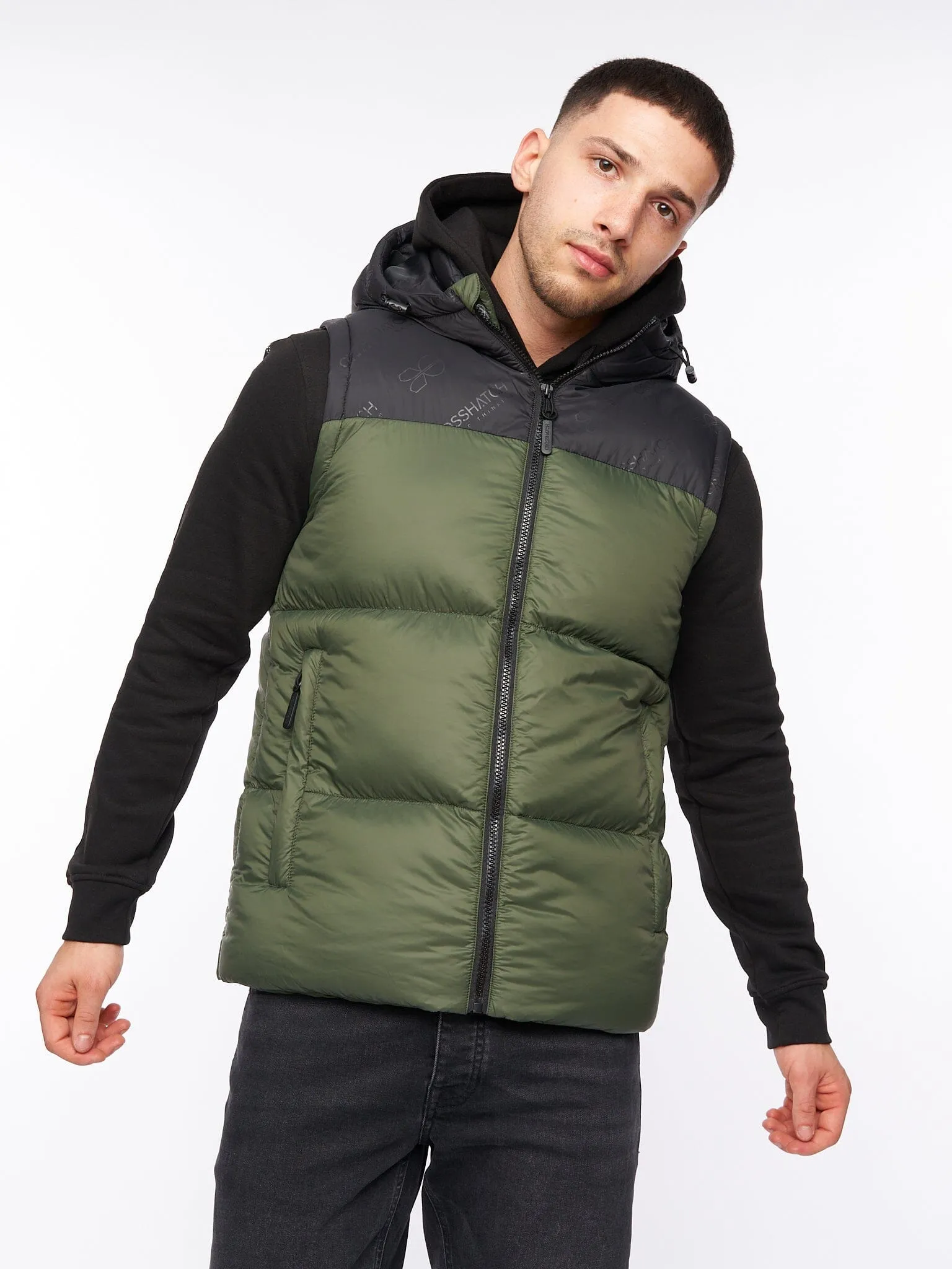 Chemerley Hooded Gilet Olive sold by Brand Corner