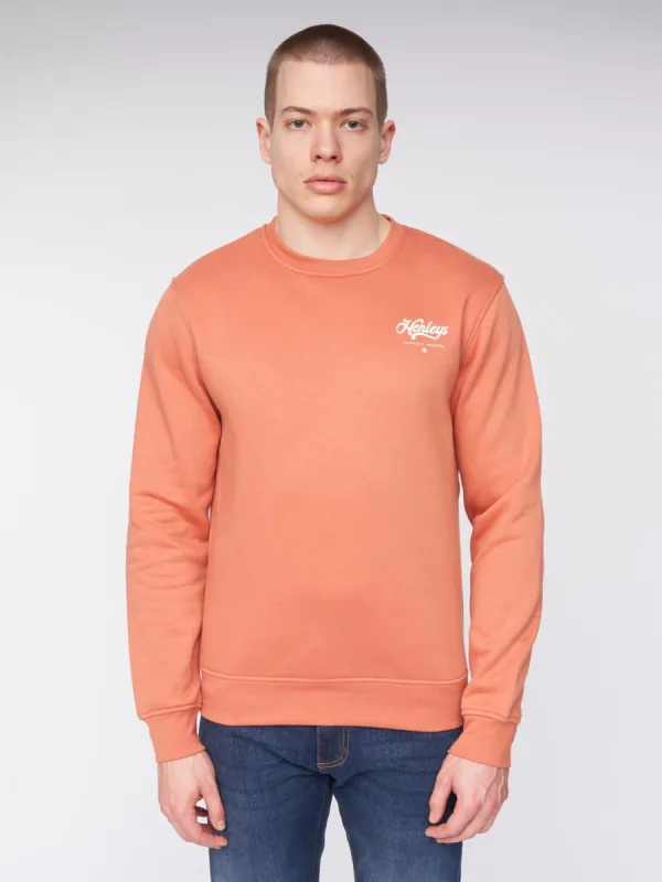 Mens Scripthen Crew Sweat Brick Red made by Brand Corner