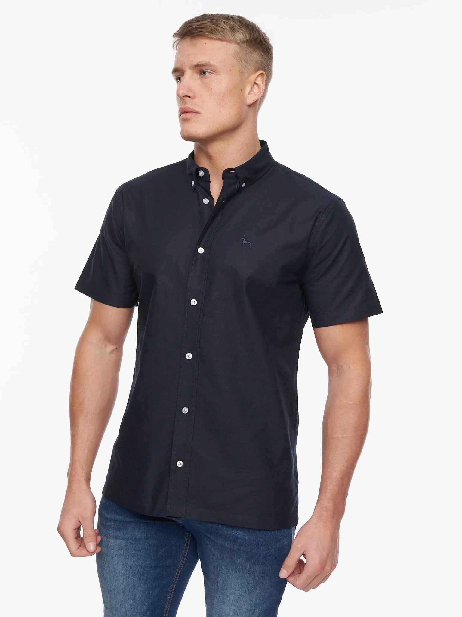 Balton Short Sleeve Oxford Shirt Navy sold by Brand Corner
