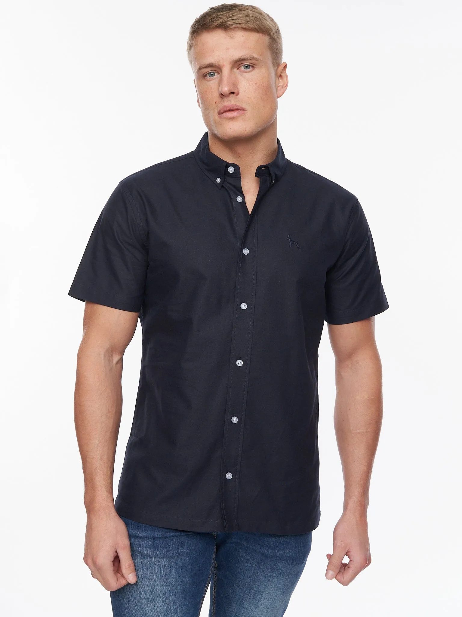 Balton Short Sleeve Oxford Shirt Navy sold by Brand Corner product image thumbnail 3