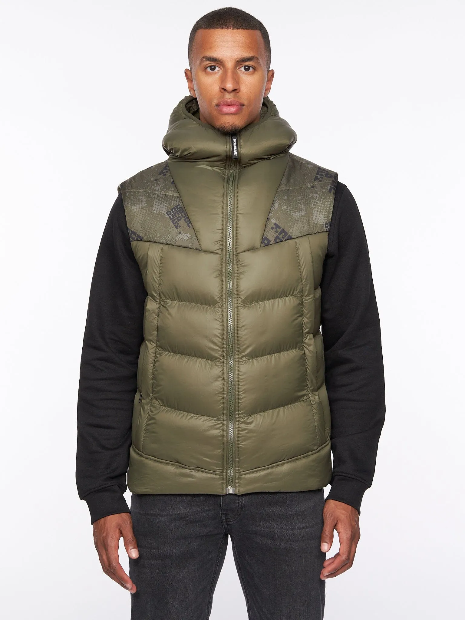 Rierson Hooded Gilet Dark Olive sold by Brand Corner