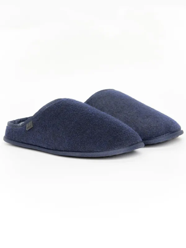 Mens Miyabi Fur Slipper Mule Navy made by Brand Corner