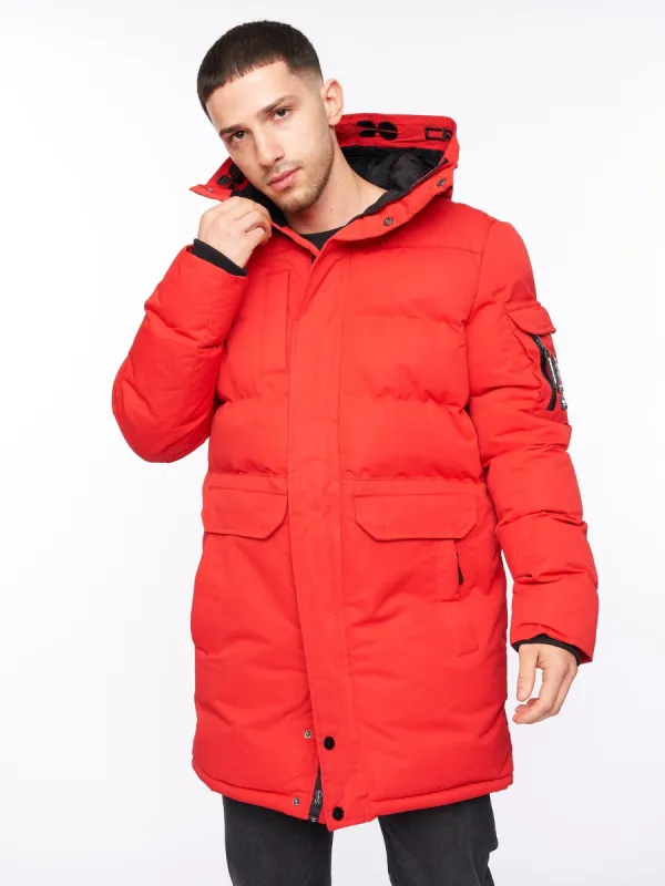 Mens Milwaka Long Jacket Red made by Brand Corner