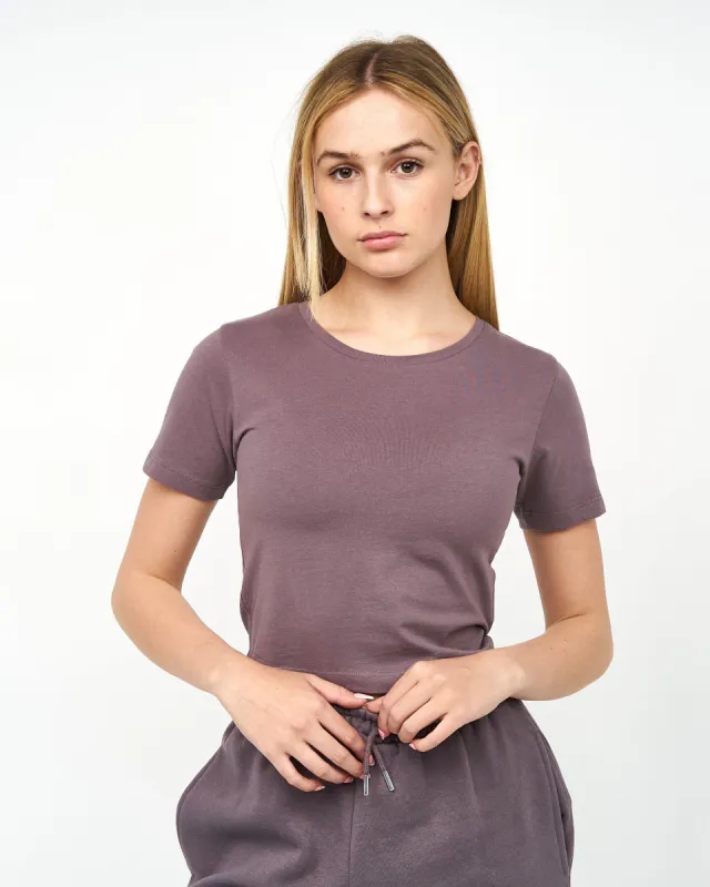 Juice Ladies Tilly Crop T-Shirt Charcoal Mauve sold by Brand Corner