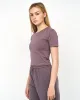 Juice Ladies Tilly Crop T-Shirt Charcoal Mauve sold by Brand Corner