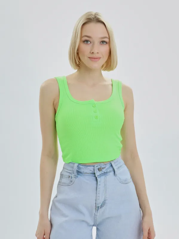 Womens Mercan Crop Vest Neon Green made by Brand Corner