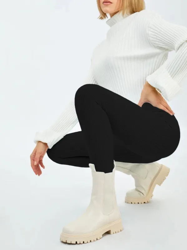 Womens Irem Fleece Lined Ribbed Leggings Black sold by Brand Corner