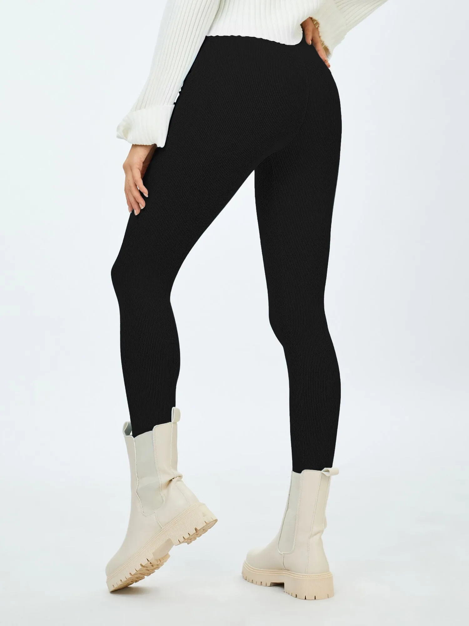 Womens Irem Fleece Lined Ribbed Leggings Black sold by Brand Corner product image thumbnail 2