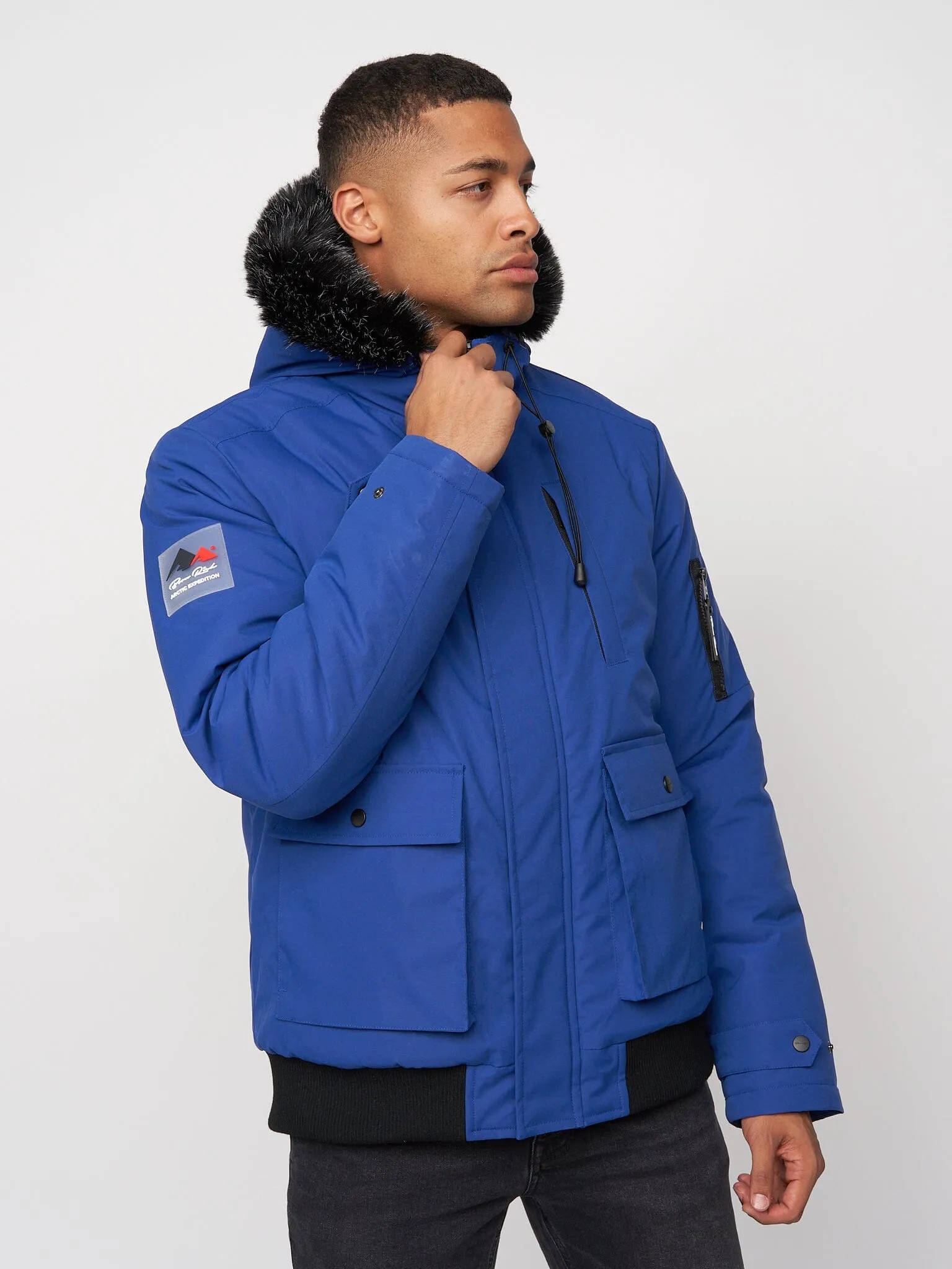 Emarnos Hooded Bomber Jacket Mid Blue sold by Brand Corner