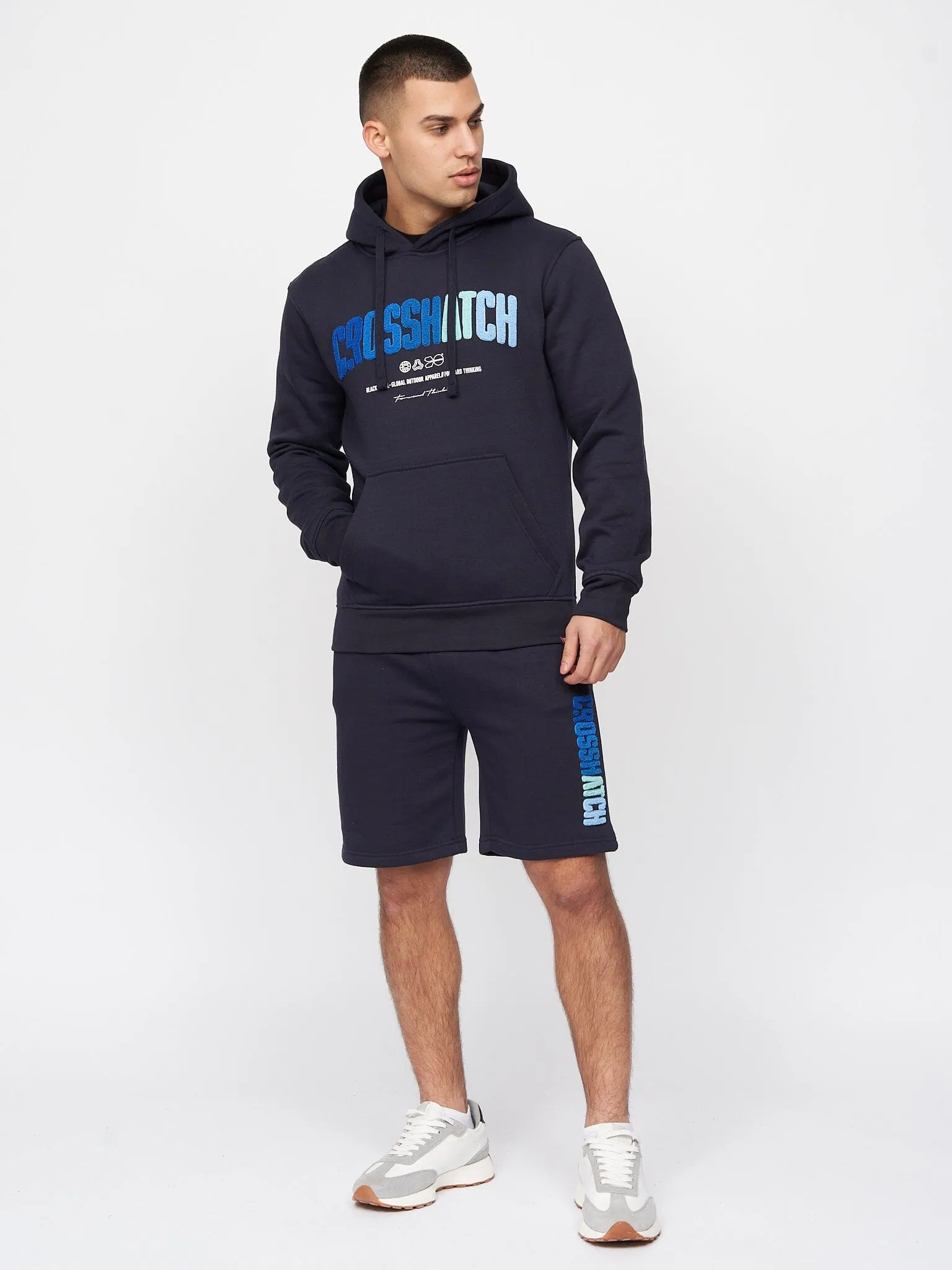 Flocked Hoodie Navy sold by Brand Corner