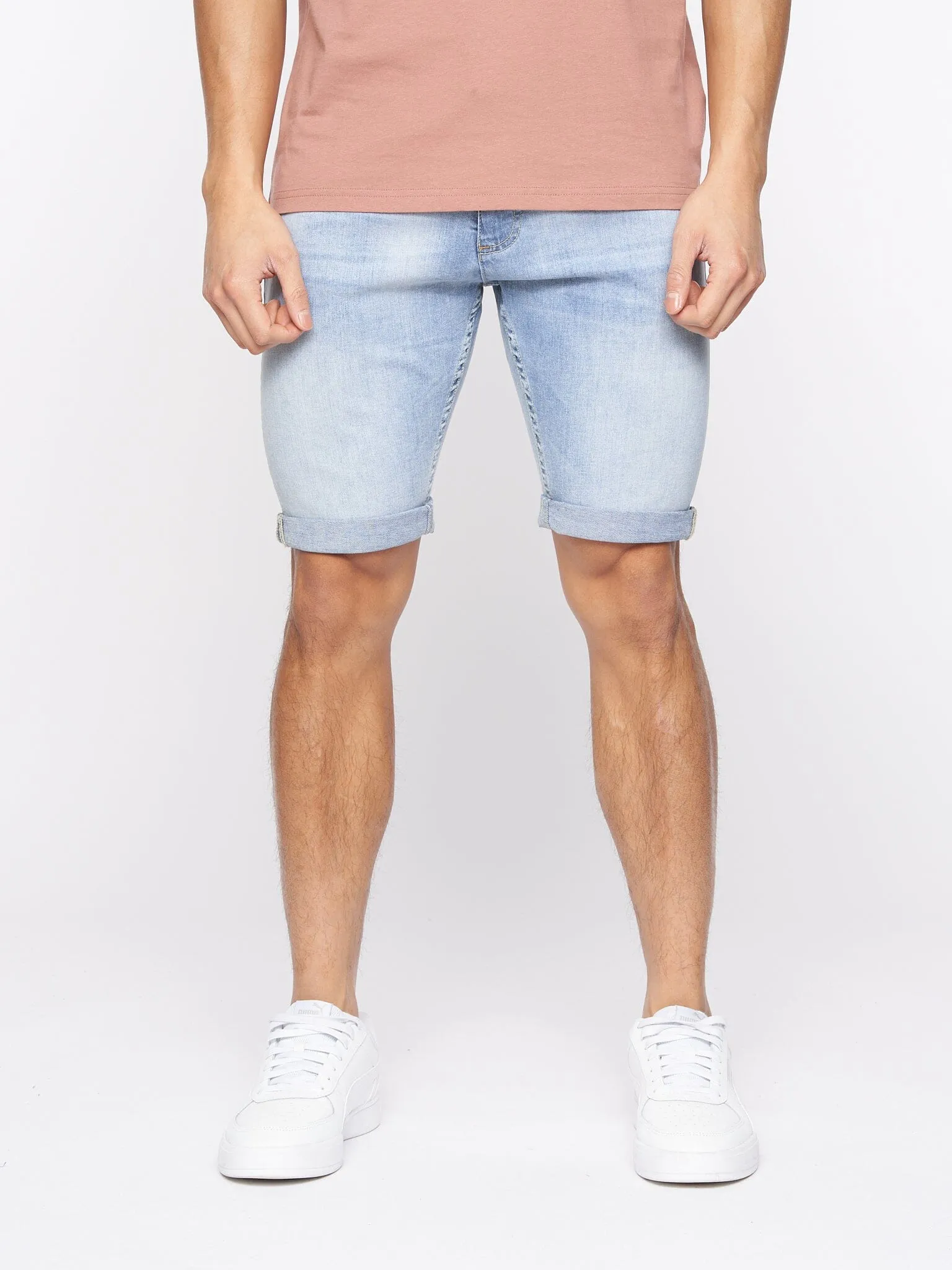 Tonwin Embossed Denim Shorts Light Wash sold by Brand Corner