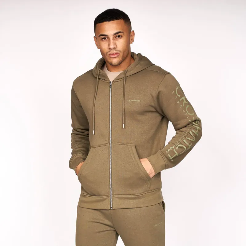 Crosshatch Mens Hoodsmore Zip Thru Hoodie Olive sold by Brand Corner