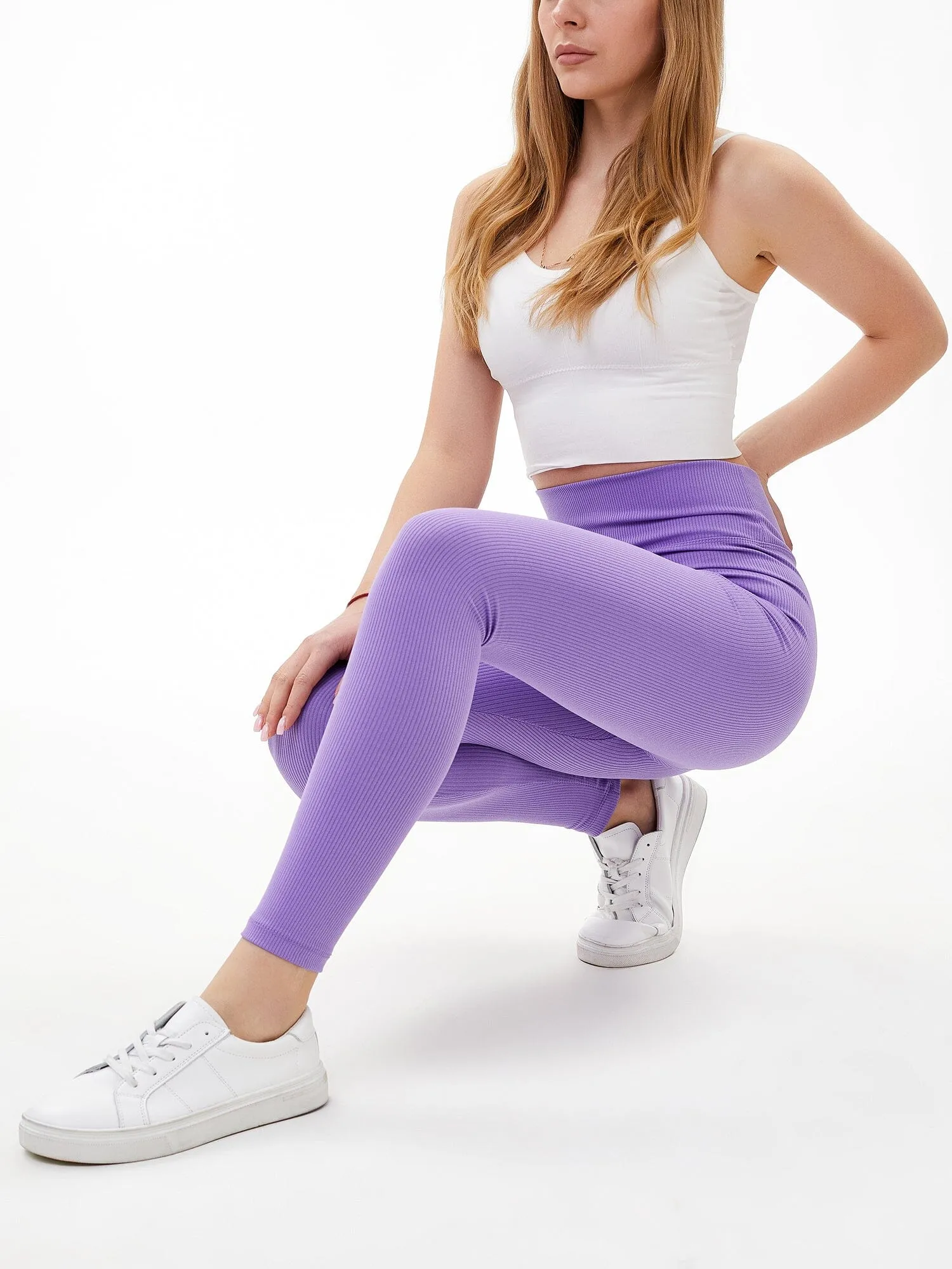 Womens Zelal Ribbed Leggings Lilac sold by Brand Corner product image thumbnail 3