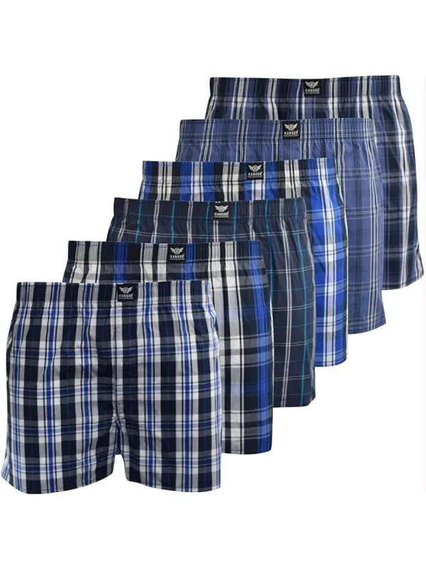 Men's Daxhe Woven Boxers 6pk Blue Check sold by Brand Corner