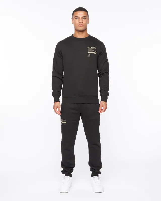 Mens Jennerkins Crew Sweat & Joggers Set Black sold by Brand Corner