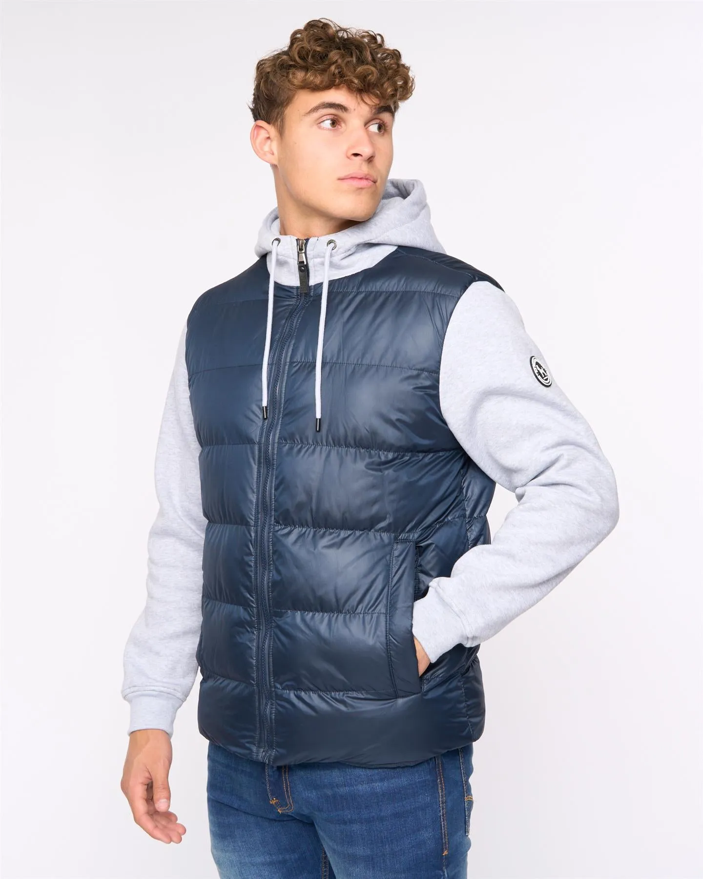 Mens Brookes Jersey Puffer Jacket Navy sold by Brand Corner
