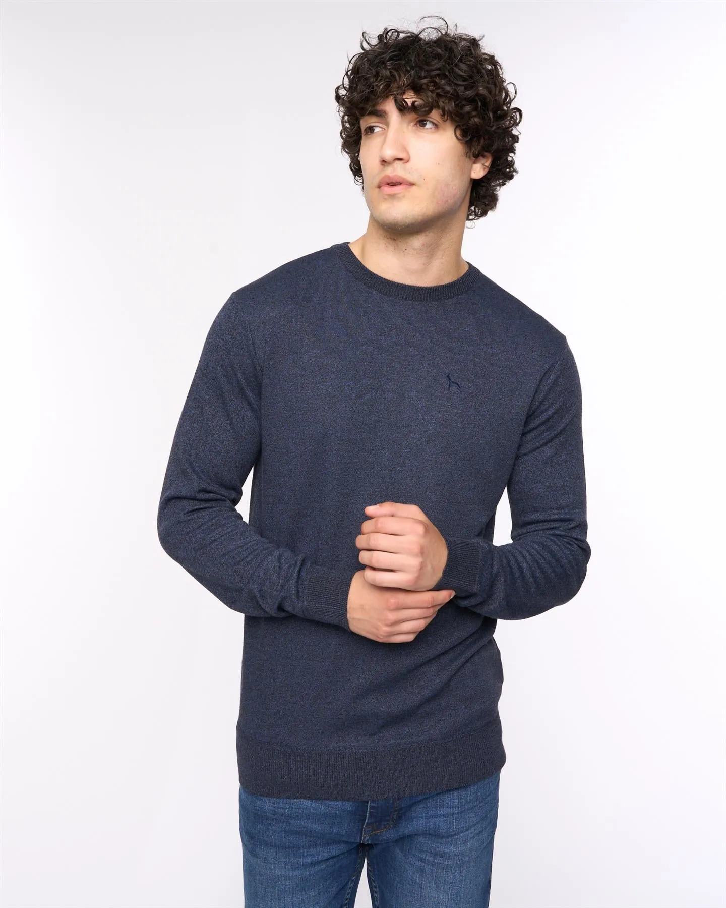 Mens Loxham Crew Knit Navy Marl sold by Brand Corner