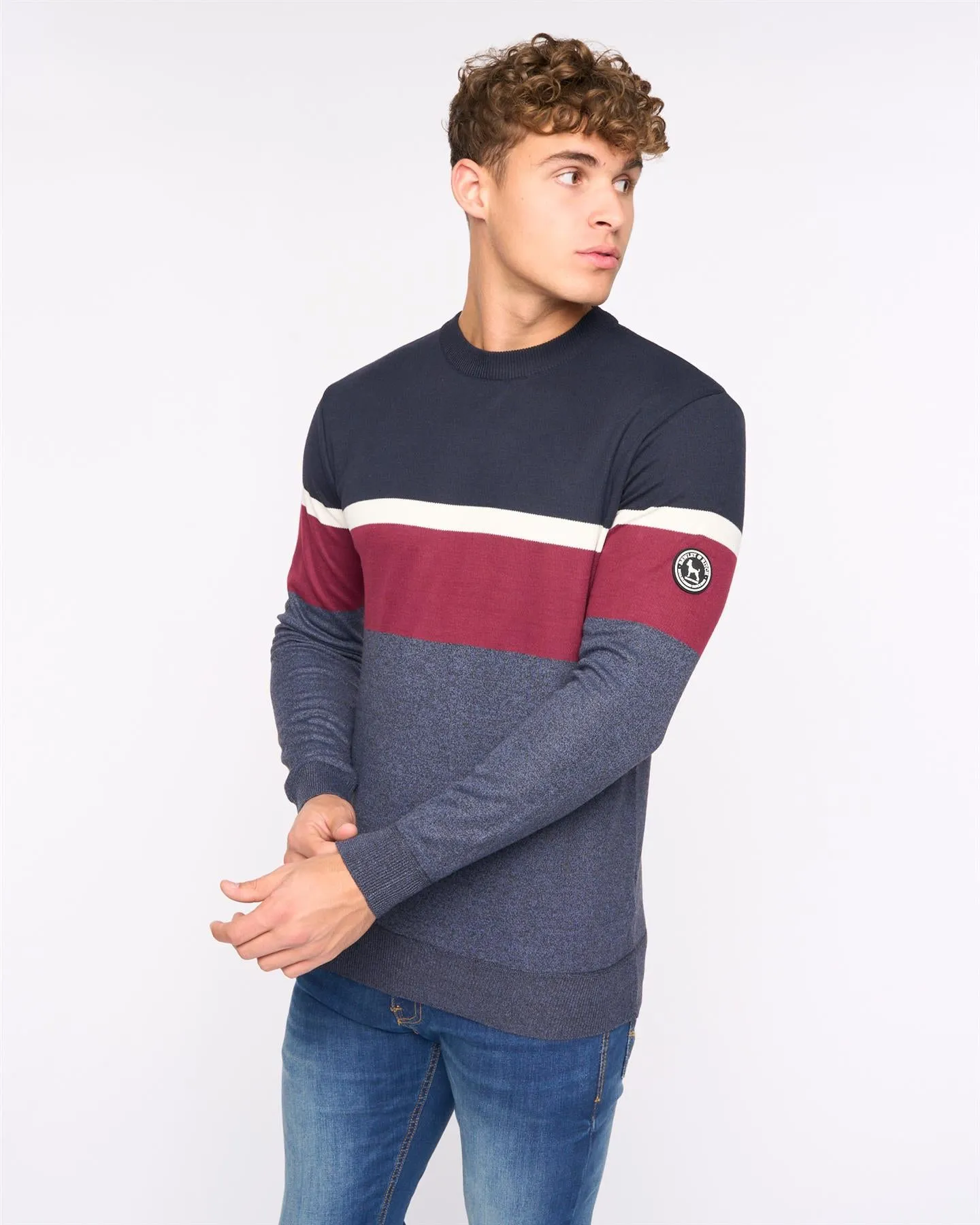 Mens Easedale Crew Knit Navy Marl sold by Brand Corner