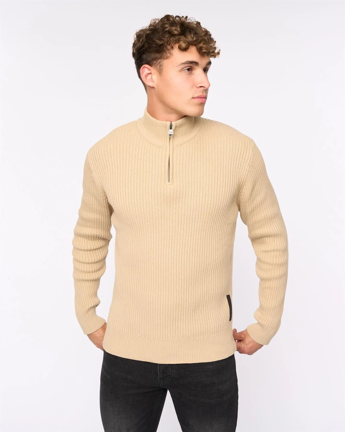 Mens Havaline 1/4 Zip Knit Wheat sold by Brand Corner