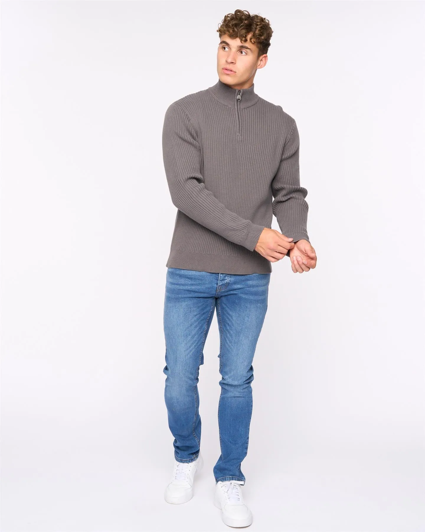Mens Havaline 1/4 Zip Knit Charcoal Grey sold by Brand Corner product image thumbnail 3