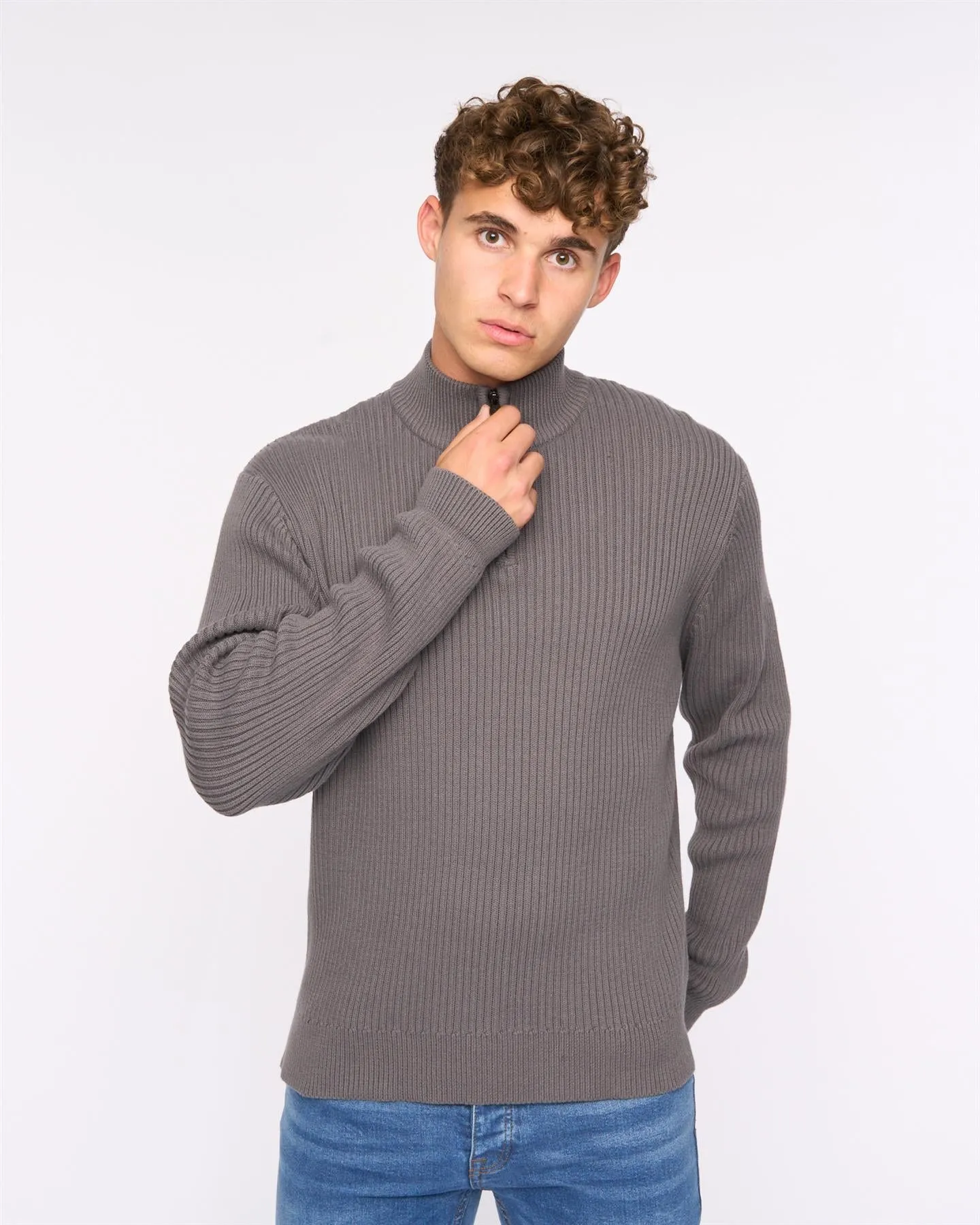 Mens Havaline 1/4 Zip Knit Charcoal Grey sold by Brand Corner product image thumbnail 2