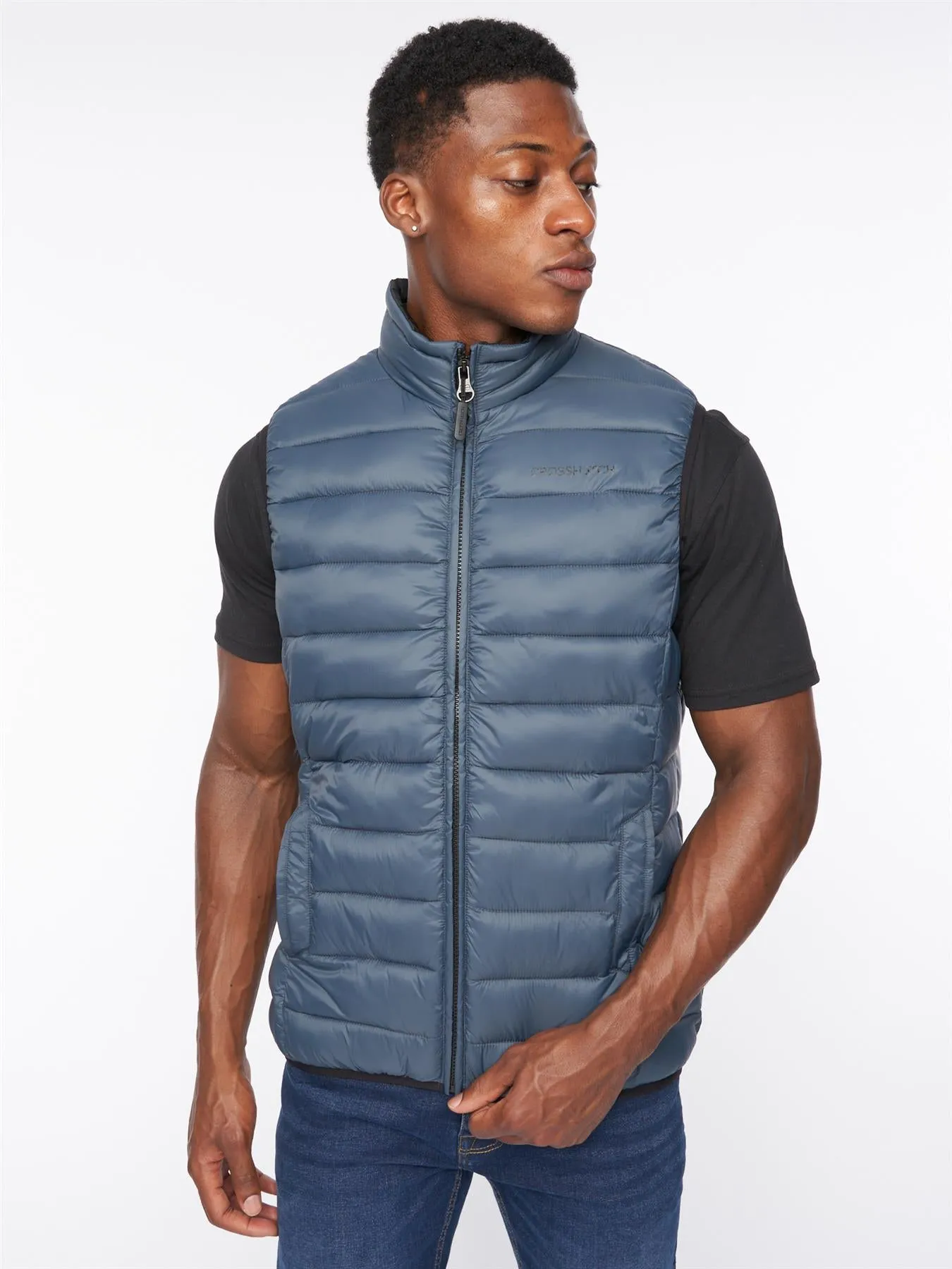 Mens Gattering Gilet Denim Blue sold by Brand Corner