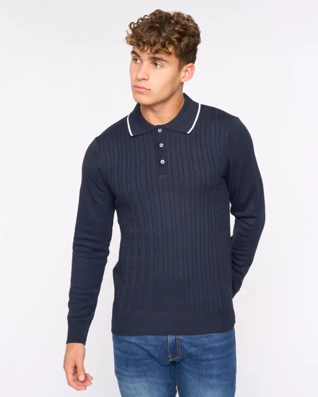 Mens  Ambrosden Polo Neck Knit Navy Marl sold by Brand Corner
