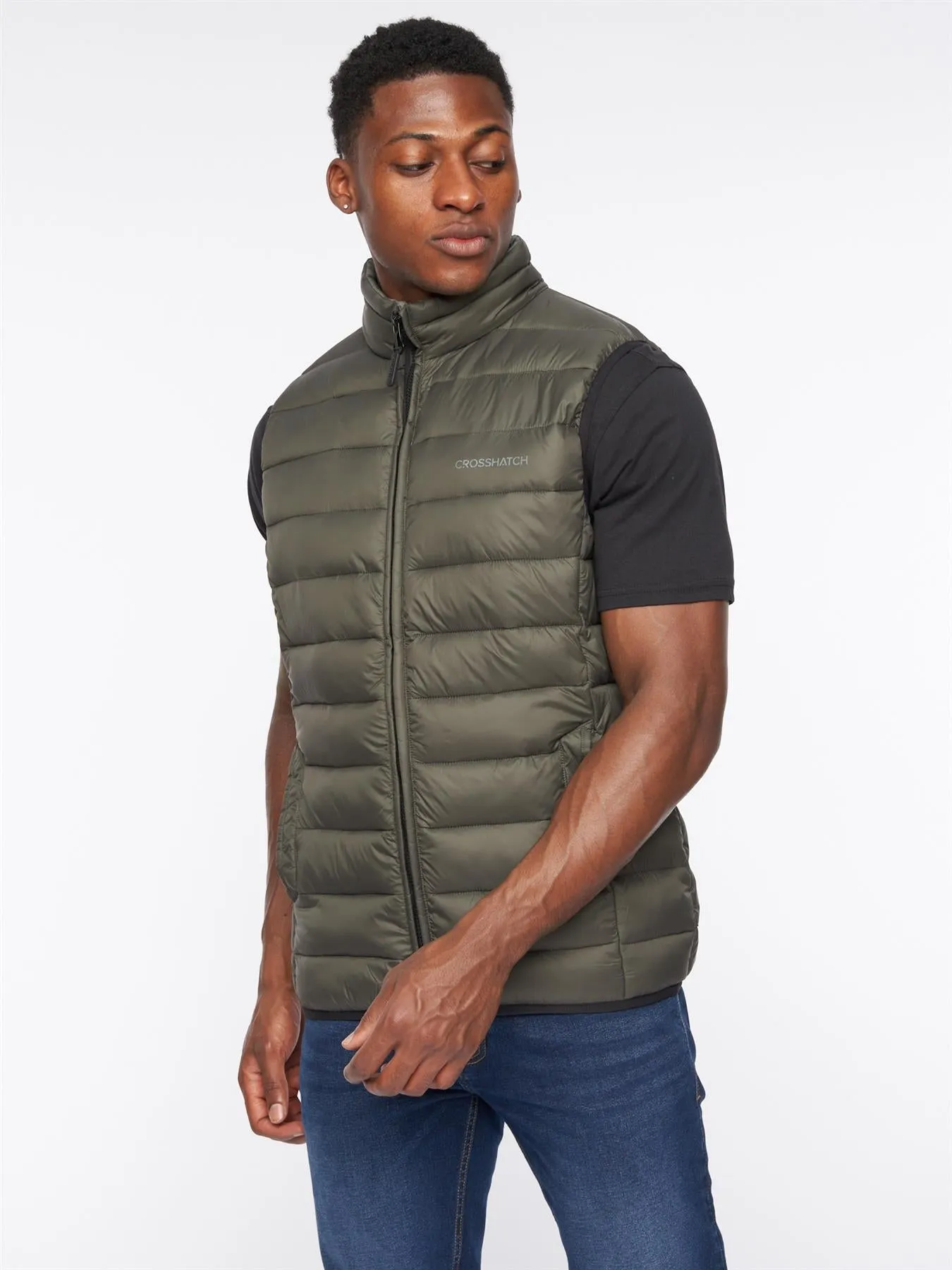 Mens Gattering Gilet Olive sold by Brand Corner