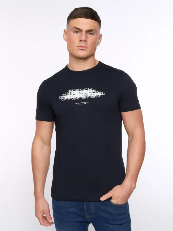 Mens French Connection Double T-Shirt Marine/White sold by Brand Corner