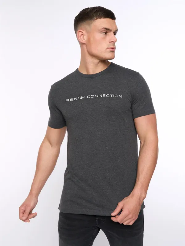 Mens French Connection T-Shirt Charcoal Melange/White sold by Brand Corner