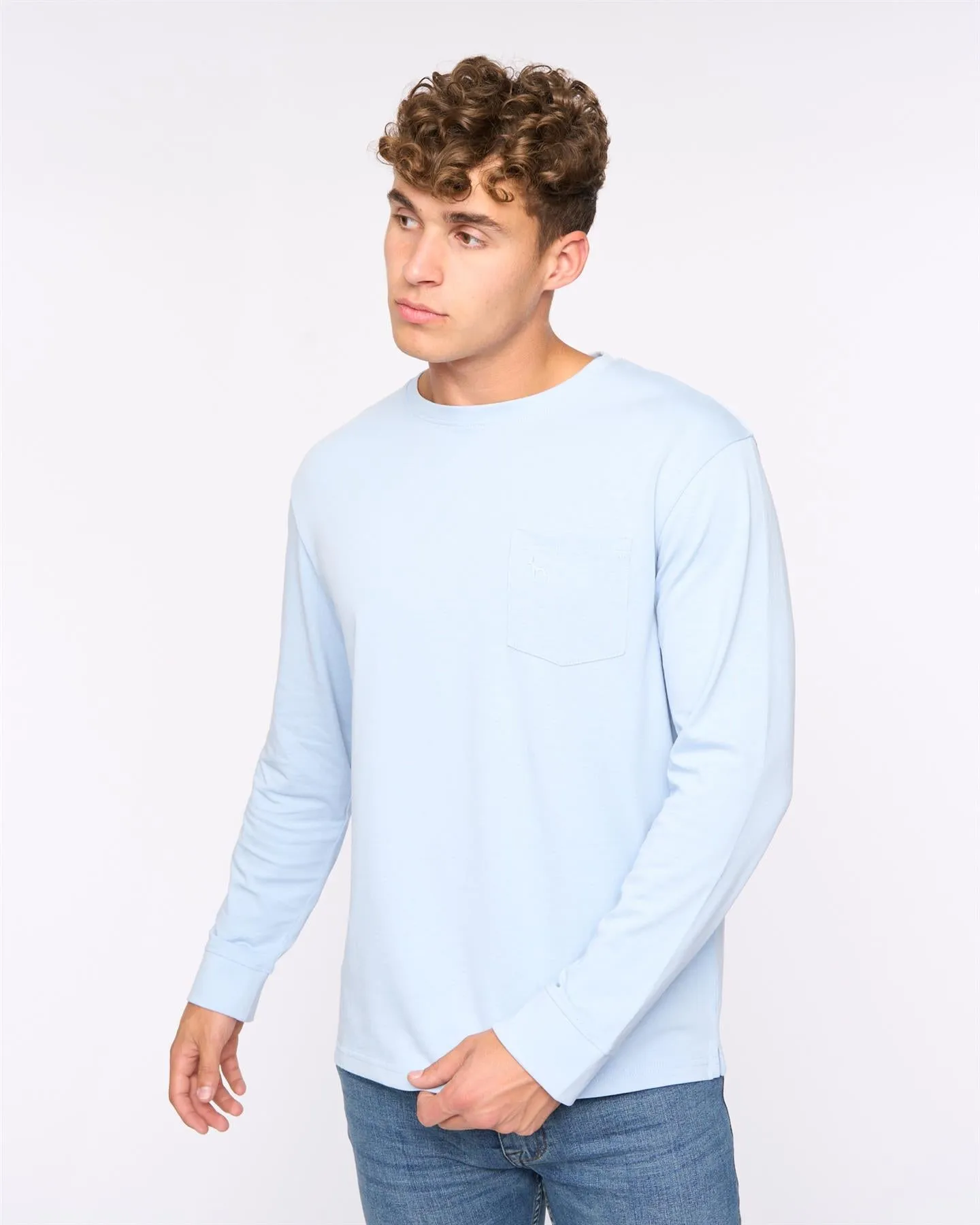 Mens Apsley Long Sleeve T-Shirt Light Blue sold by Brand Corner