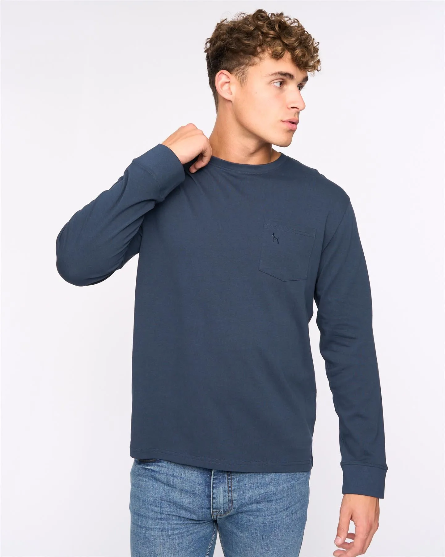 Mens Apsley Long Sleeve T-Shirt Navy sold by Brand Corner