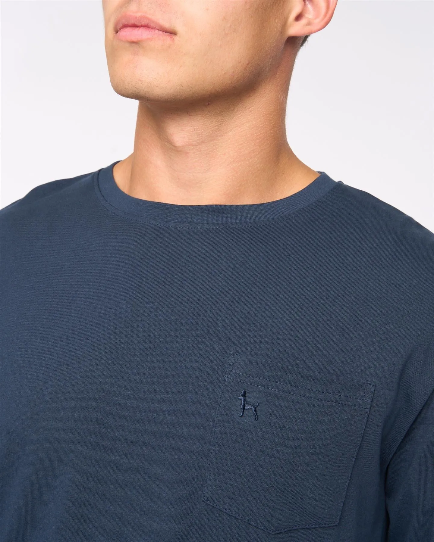 Mens Apsley Long Sleeve T-Shirt Navy sold by Brand Corner product image thumbnail 4
