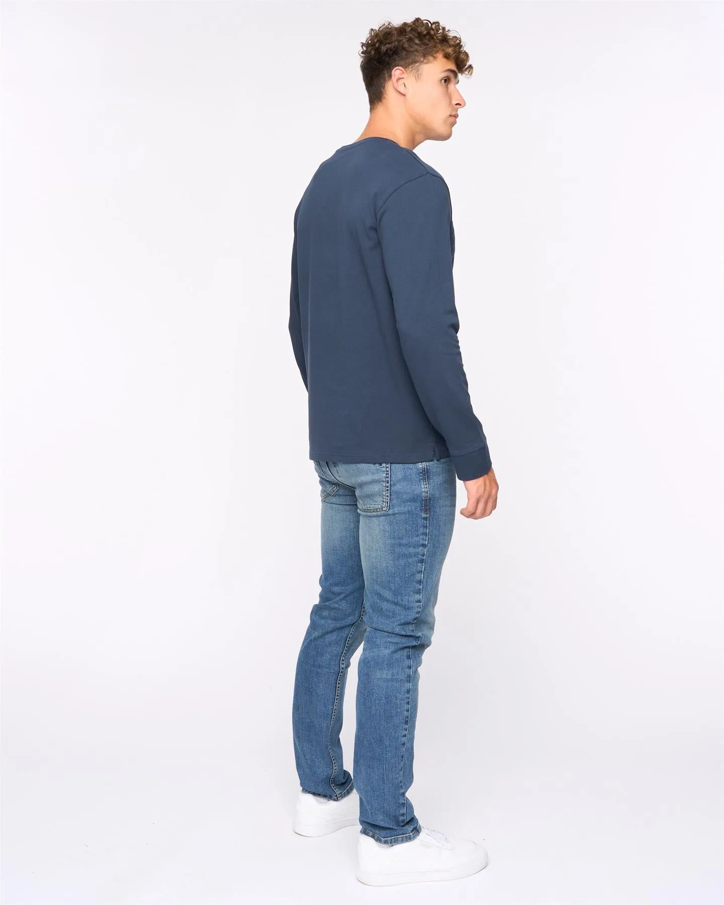 Mens Apsley Long Sleeve T-Shirt Navy sold by Brand Corner product image thumbnail 3