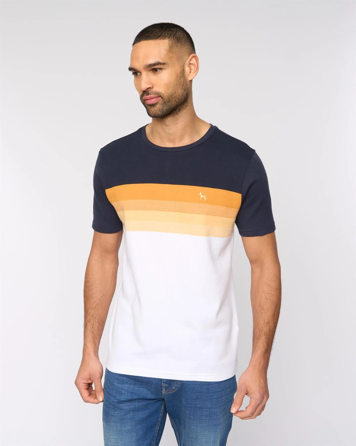 Mens Kemble T-Shirt Navy/Orange sold by Brand Corner