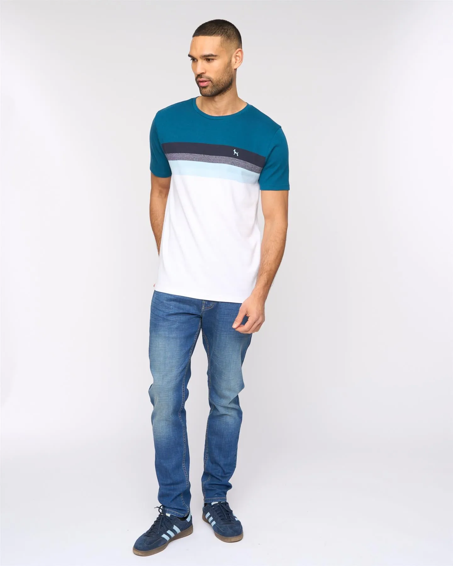 Mens Kemble T-Shirt Teal/Navy sold by Brand Corner product image thumbnail 3