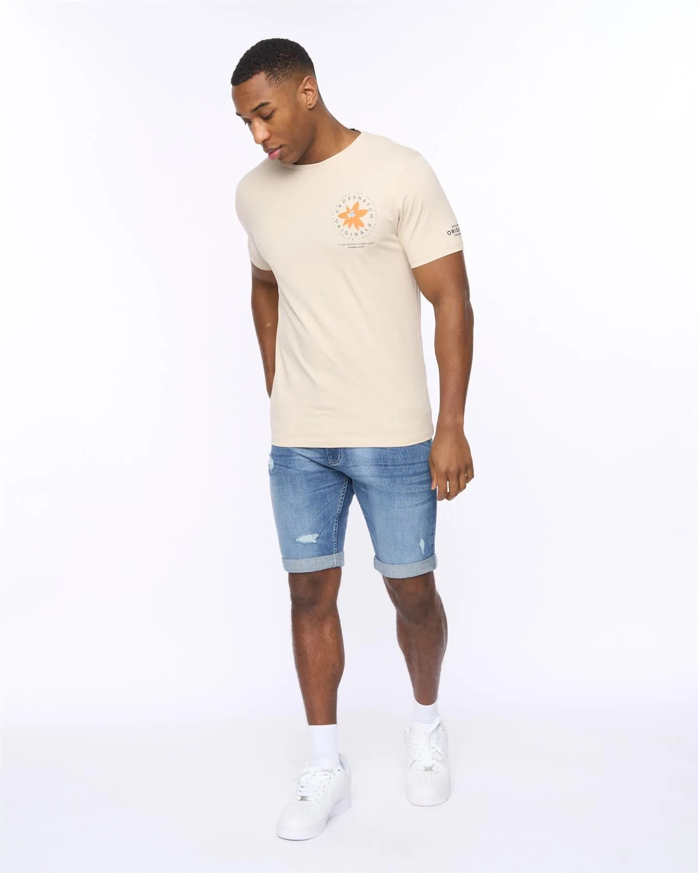 Mens Flowered T-Shirt Light Stone sold by Brand Corner product image thumbnail 3