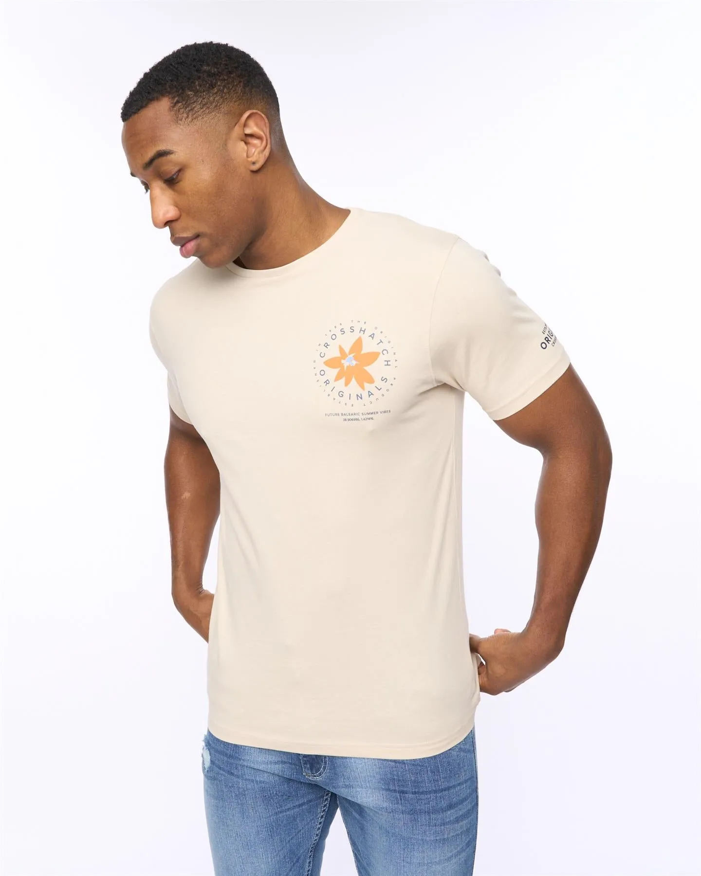 Mens Flowered T-Shirt Light Stone sold by Brand Corner product image thumbnail 2