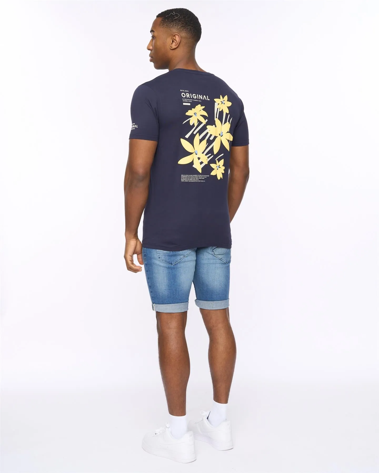Mens Flowered T-Shirt Navy sold by Brand Corner product image thumbnail 4