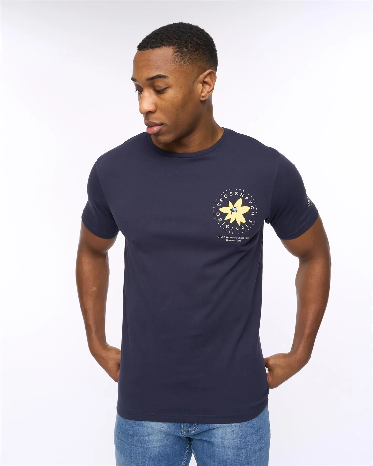 Mens Flowered T-Shirt Navy sold by Brand Corner product image thumbnail 3
