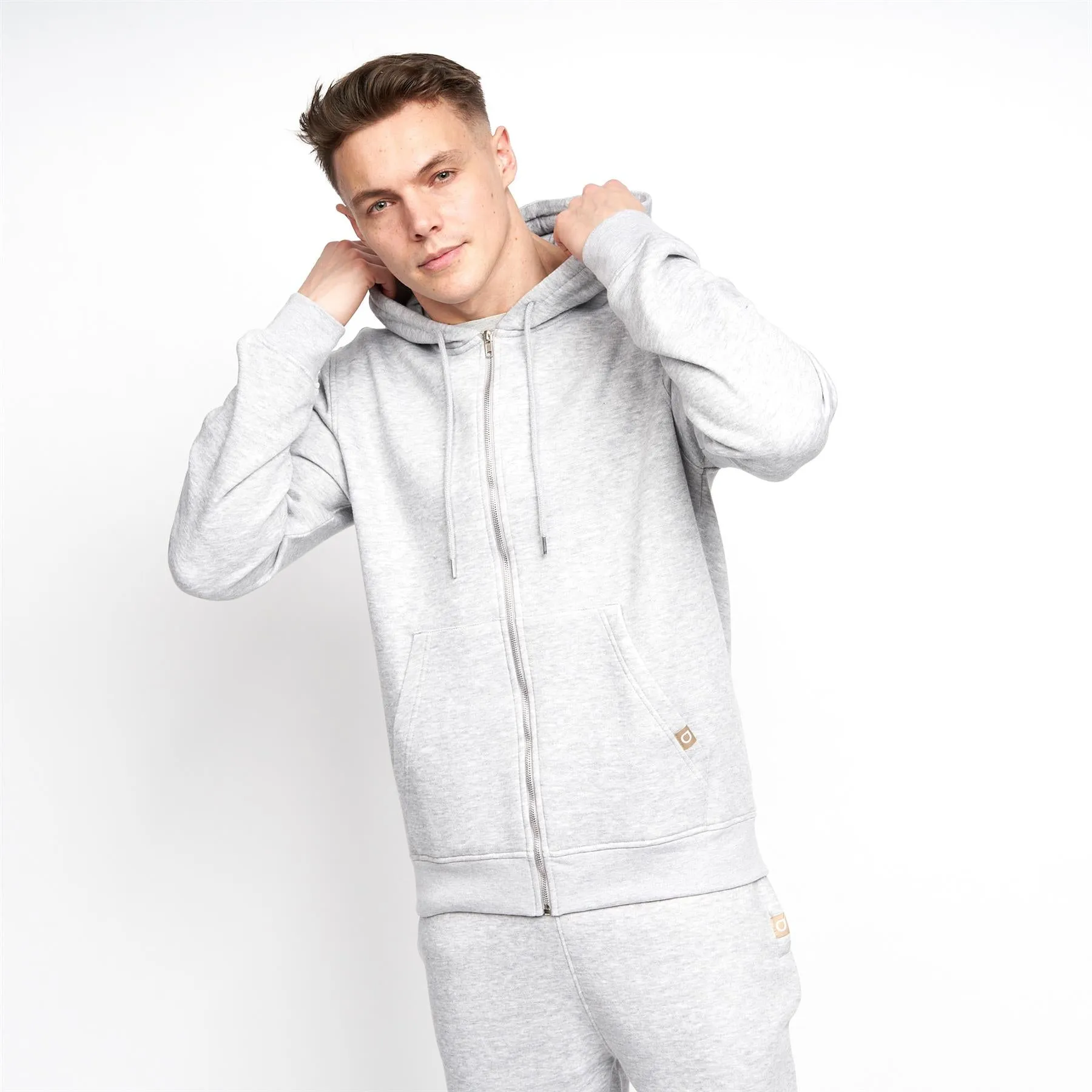 Garret Zip Thru Hoodieight Grey Marl sold by Brand Corner