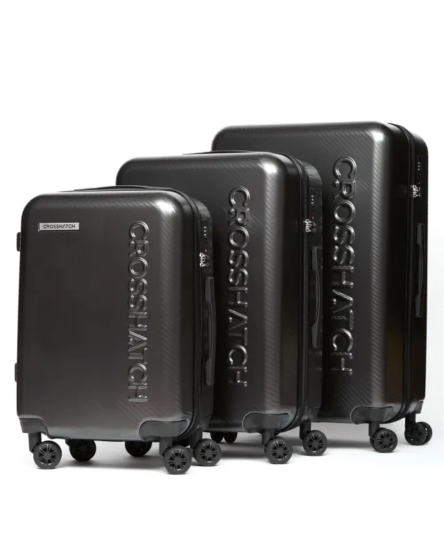 Mens Escapade Embossed Suitcase 3pk Charcoal sold by Brand Corner