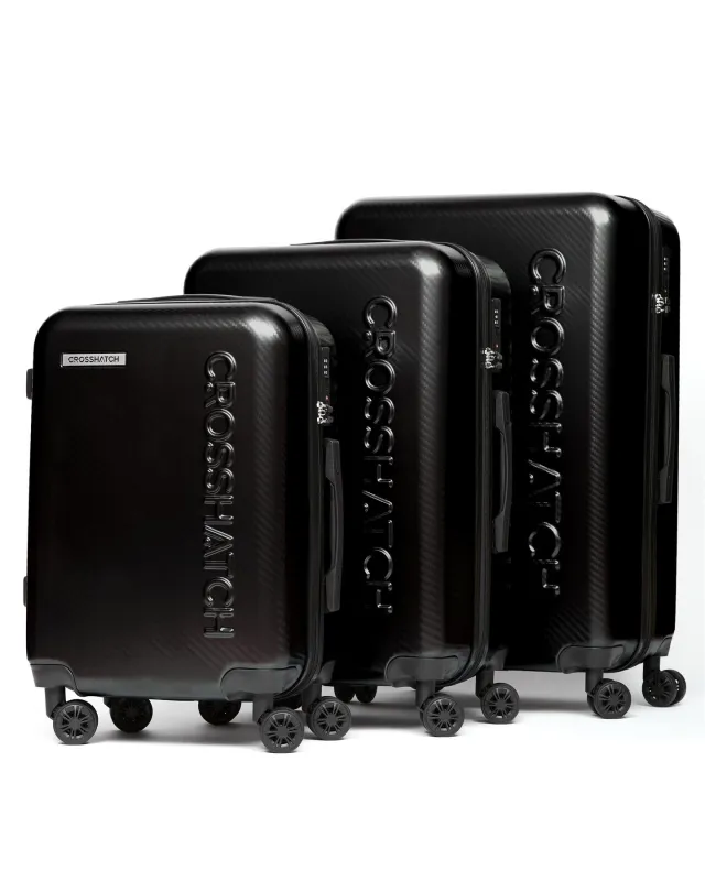 Mens Escapade Embossed Suitcase 3pk Black sold by Brand Corner