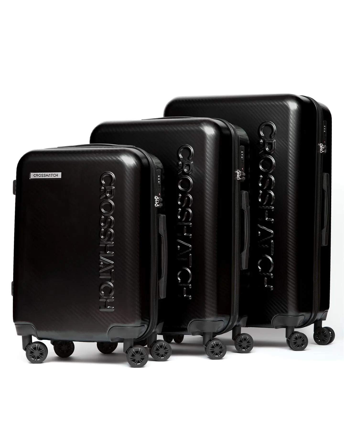Mens Escapade Embossed Suitcase 3pk Black sold by Brand Corner
