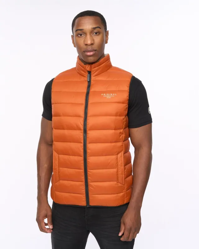 Mens Gattering MVE Gilet Burnt Orange sold by Brand Corner