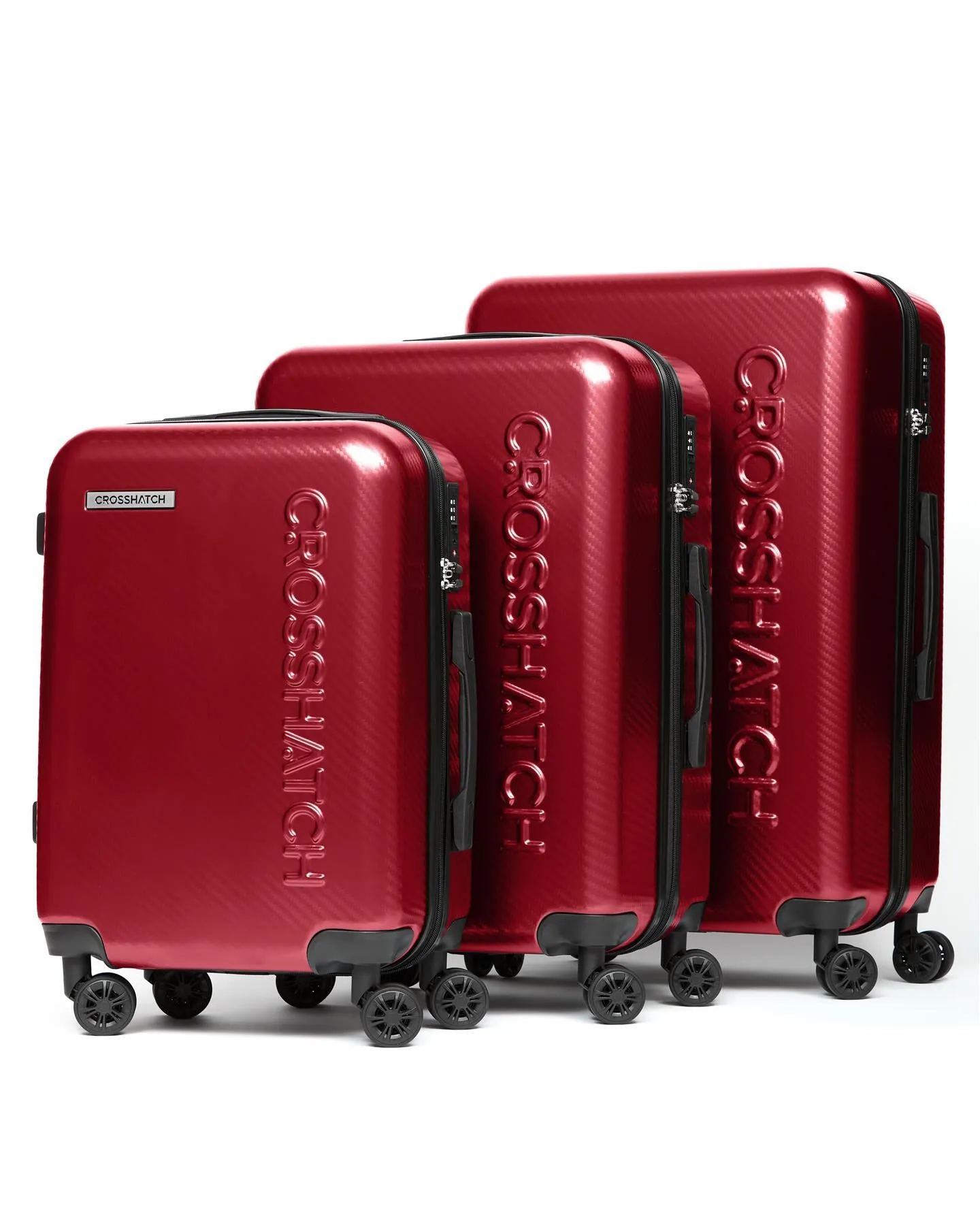 Mens Escapade Embossed Suitcase 3pk Dark Red sold by Brand Corner
