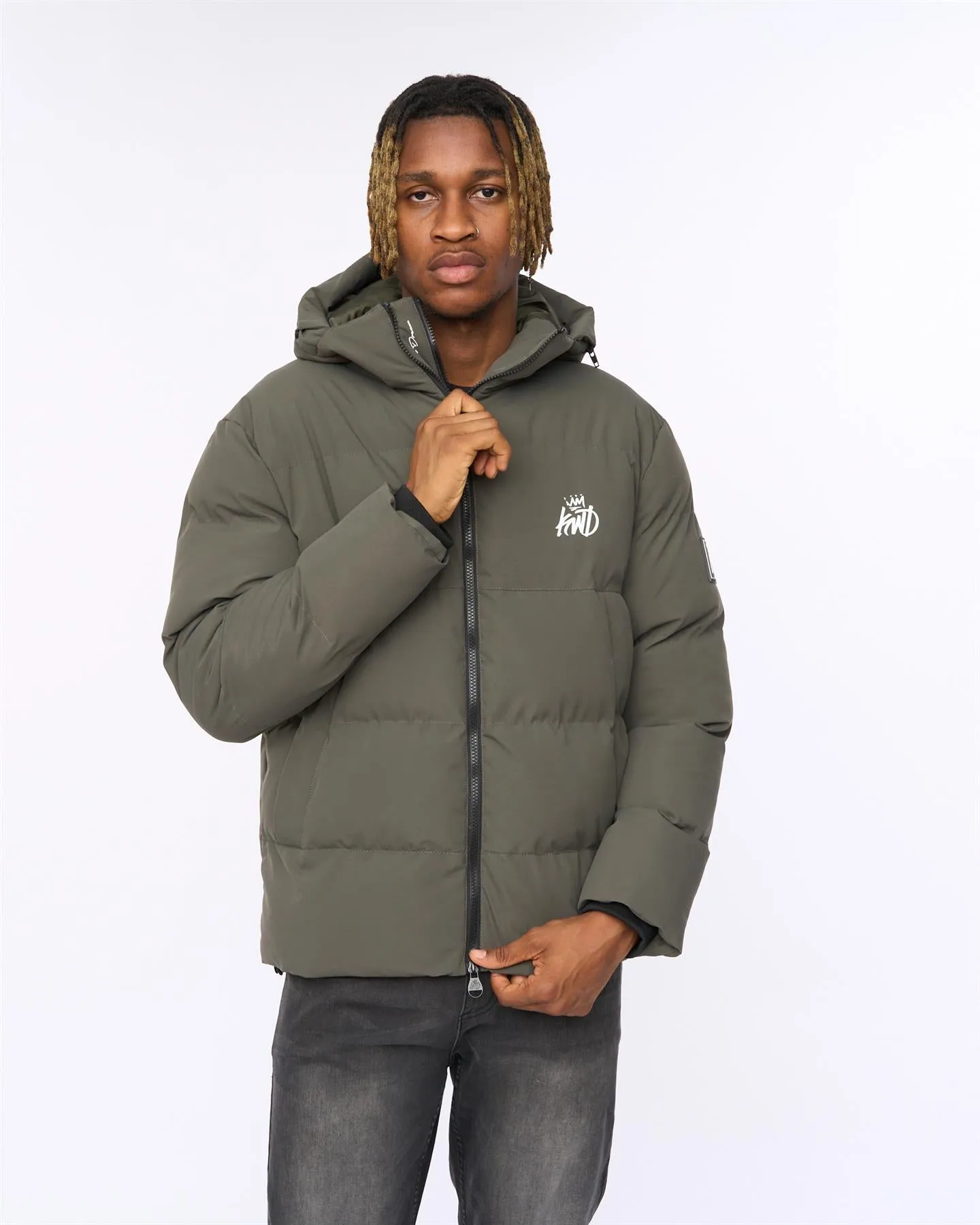 Mens Nahjo Puffer Jacket Olive sold by Brand Corner
