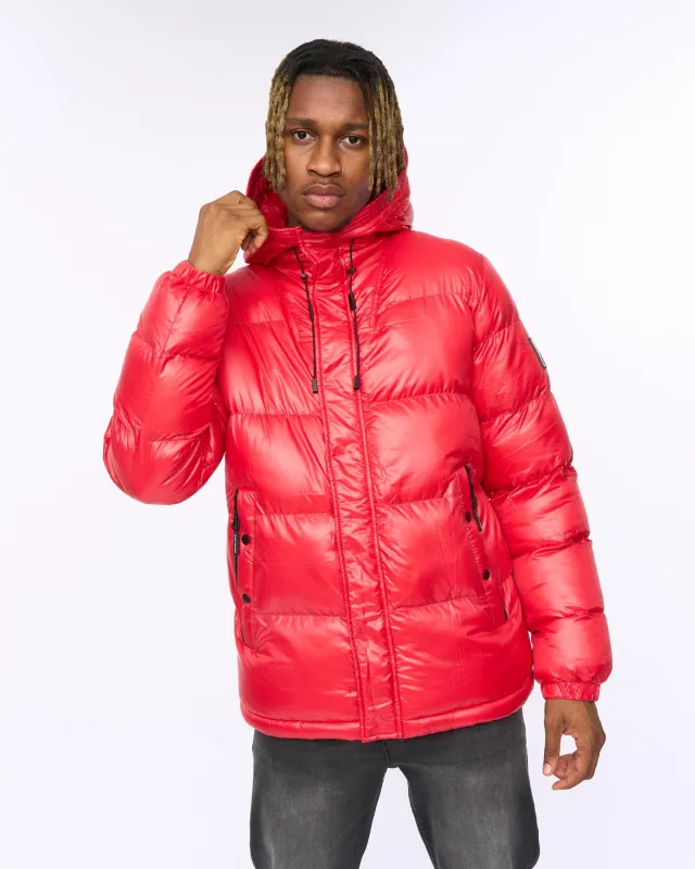 Mens Welcome Puffer Jacket Red made by Brand Corner