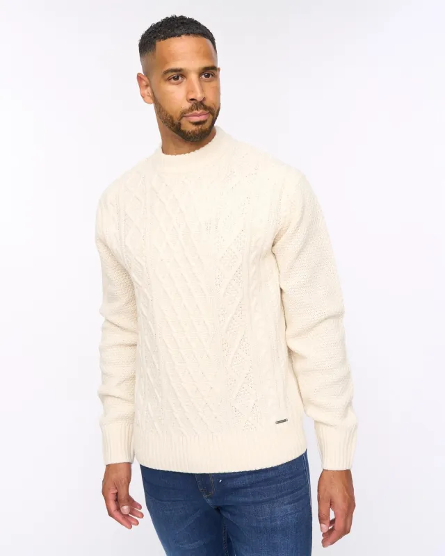Brocksten Cable Knit Jumper Light Stone made by Brand Corner